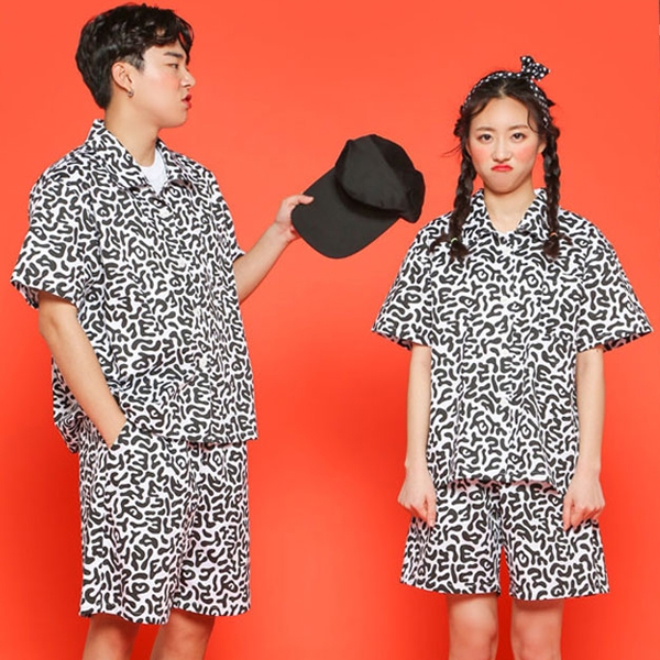검정 교련복반티 세트 복고풍 의상