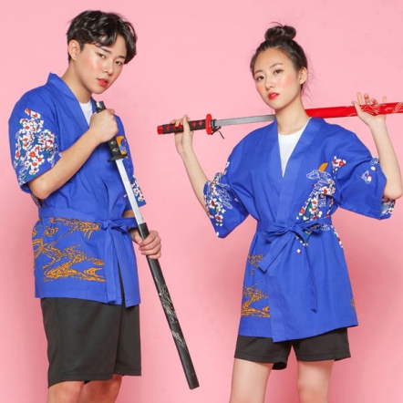 유카타 블루 달밤의 야쿠자 반티